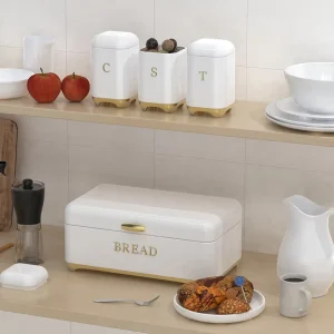 Crown Series Metal Bread Bin Set Tea Can Coffee Can Kitchen Storage Bread Containers Kitchen Organizer Can