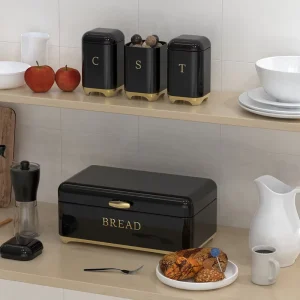 Crown Series Metal Bread Bin Set Tea Can Coffee Can Kitchen Storage Bread Containers Kitchen Organizer Can
