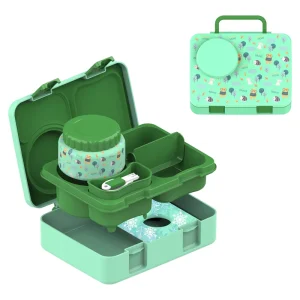 Custom 3 Compartments Plastic Bento Lunch Box with Insulation Jar and Ice Pack Leak Proof Food Container for Kids & School Use