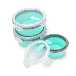 Custom BPA Free Foldable Silicone Bento Bowl Lid Multifunctional Reusable Portable Car Camping Hiking Lunch Boxes Food Storage