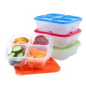 Custom BPA Free Reusable Silicone 4 Compartment Stackable Snack Containers Portable Food Storage Snack Boxes