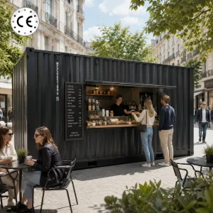 Custom Container Kitchen with Exhaust Hood and Stainless Steel Workstations Restaurant Projects Drive Thru Container Kitchen