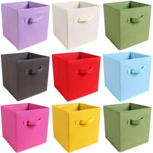 Custom Foldable Non-Woven Fabric Cube Bins Office Storage Bag Box