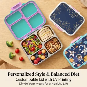 Custom Food Container Portable Leakproof Microwave 304 Stainless Steel Kids School Tiffin Loncheras Bento Lunch Box