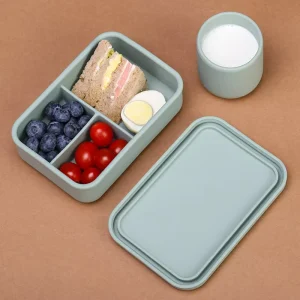 Custom Food Grade BPA Free Collapsible Kid School Food Storage Container Snack Silicone Folding Lunch Bento Box
