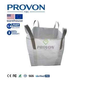 Custom Food Grade Jumbo Bag 0.5-3 Ton Option 4-Loop Lifting 100% Virgin PP FIBC Bulk Bags Safety Factor 5:1 UV Stabilized