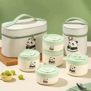Custom Logo 304 Stainless Steel Insulated Lunch Box Portable Food Thermos Vacuum Bag Microwave Safe Plastic Lid Food Packing