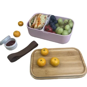 Custom Logo Bamboo Fiber Heatable Leakproof Eco Friendly Bento Box Lid Newborn Safe 1L Capacity Microwavable Food