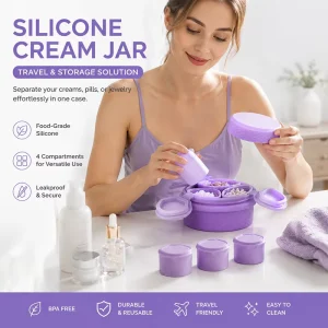 Custom Logo Colorful Refillable Cosmetic Jars Lotion Dispenser Portable Silicone Cream Jar with Lid for Travel Essentials