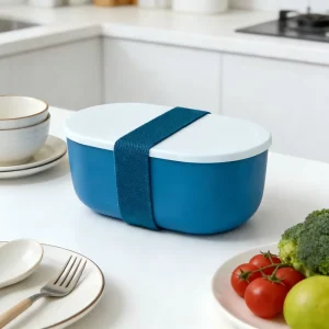 Custom Logo Plastic Bento Lunch Box with Compartment and Elastic Band BPA Free Custom Japanese Style Food Storage Container