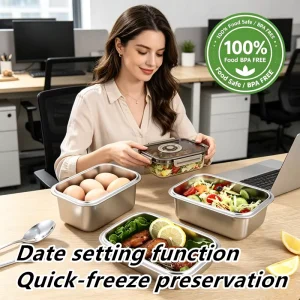 Custom Logo Stainless Steel Prep Container Box Leak Proof and Stackable with Airtight Lids Timer Meal Food Storage Lunch Boxes