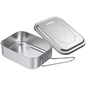 Custom Logos 304 Stainless Steel Food Grade Rectangular Bento Box Lid 800 1000ml Capacity Dual Tier Stackable Modern Minimalist