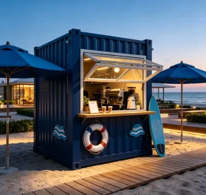Custom Modern Modified Prefab Movable Fast Food Shipping Container Tiny House Ice Cream & Coffee Shop Store 1 Year Warranty