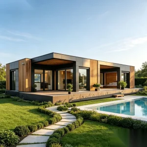 Custom Modular Steel Structure Container House with Glass Walls, Guest House or Apartment, Marble Finish