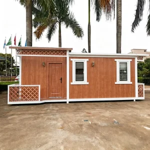 Custom Newest Waterproof Steel Structure Outdoor Villa Prefabricated Container House for Wood-Look Exterior Private Garden Shed