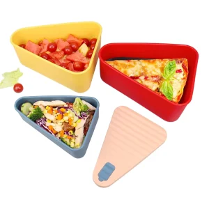 Custom OEM Durable Silicone Lunch and Pizza Box Container Reusable Easy Clean Microwavable Leak Proof 2 Compartments