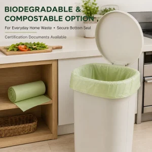 Custom OEM ODM Factory Manufacturer EN 13432 Compostable Heavy Duty Large Extra Thick Home Trash Bags PBAT Starch Kitchen Bin