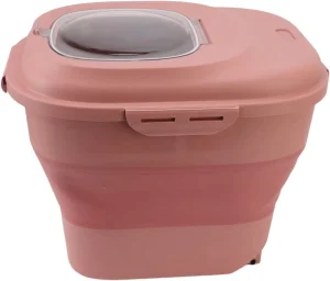 Custom Pink Color Collapsible Grain Food Storage Container Airtight Folding Food Container With Seal Lids