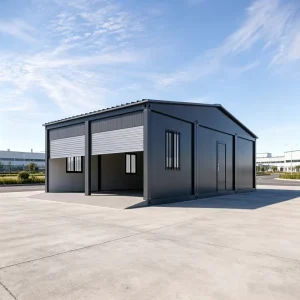 Custom Prefabricated Steel 2 Car Garage Building with Roller Shutter Doors Outdoor Modular Storage Shed