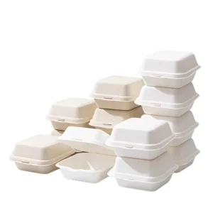 Custom Printed Food Grade Disposable Cornstarch Meal Packaging Biodegradable 6 Inch Burger Lunch Box for Takeaway