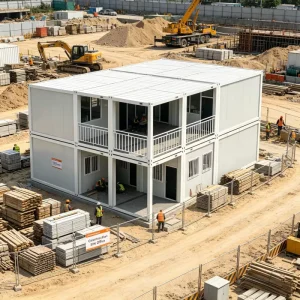Custom Size 2 Story Container Office Fast Delivery Modular Prefab Site Office Portable Prefab Construction Site Office Building