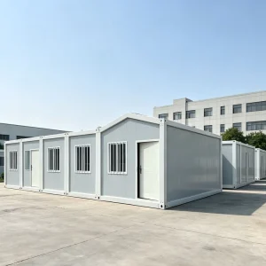 Custom Size Gable Roof Flat Pack Container Building Fast Install Waterproof Temporary Office Guard House