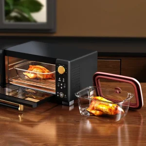 Custom Square Round Glass Food Container With Lid Microwave Safe Storage Bowl for Office Kitchen