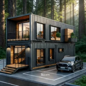 Customizable 2 Story Container Houses Modular 20ft 40ft Shipping Container Home with Modern Kitchen Bathroom Solar Energy System