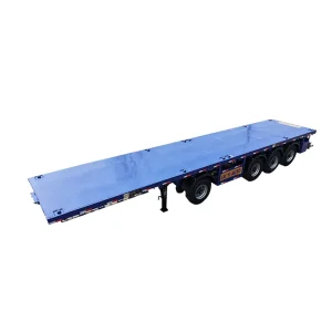 Customizable 4-Axis Blue Flatbed Semi-Trailer for Transporting 40-Foot Container