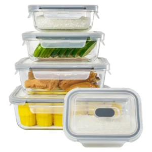 Customizable Large Capacity Rectangular Glass Food Container Airtight Lunch Box for Microwave Use for Food Preservation