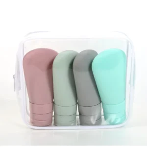 Customizable Portable Travel Silicone Squeeze Bottle Set Leak Proof Food Grade Cosmetic Container for Lotion Shampoo