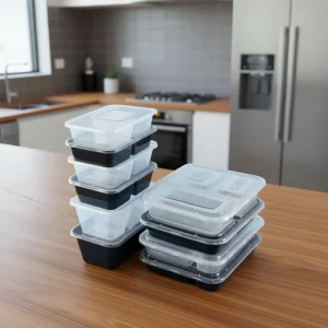 Customizable Rectangle Plastic Lunch Box with Lid Double Compartment Freshness Preservation for Meal Prep Container