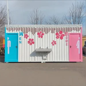 Customizable Wooden Houses Container Public Toilet Mobile Restroom Unit Men Women Separate Facilities Outdoor Portable Bathroom