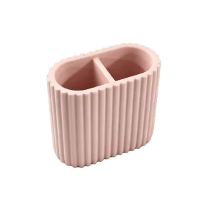 Customize Ribbed Resin Divided Makeup Brush Holder Cosmetic Organizer Vanity Storage Divided Makeup Storage Cup Vanity Organizer