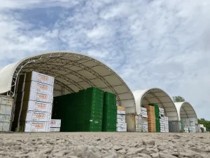 Customized 40ft PVC Fabric Container Tent Shelter End Wall Industrial Heavy Duty Shipping Container Shelter