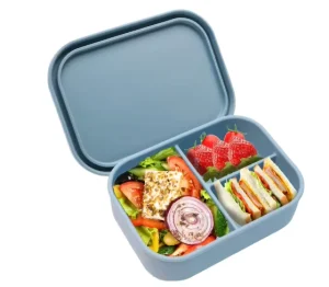 Customized BPA Free Silicone Compartment Lunchbox Food Container Leakproof Children Adult Office School Kids Bento Lunch Box Set