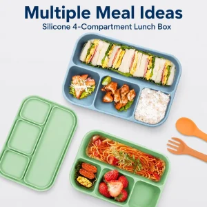 Customized Food Grade Silicone Lunch Bento Box Microwavable Dishwasher Safe Food Storage Container