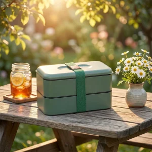 Customized Japanese Style Bento Boxes With Cutlery Utensils Two Layer Food Containers Lunch Box