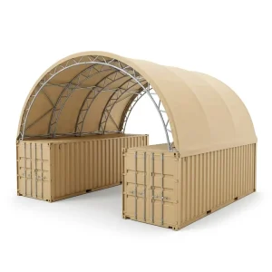 Customized Large Span No Foundation Wind Rated 900g PVC Double Truss Container Shelter for Construction Site Material Storage