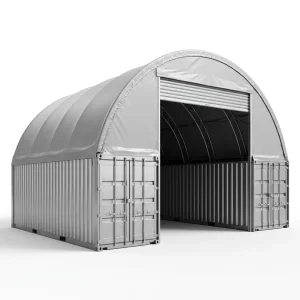 Customized Large Span No Foundation Wind Rated 900g PVC Double Truss Container Shelter for Port Logistics Cargo Storage