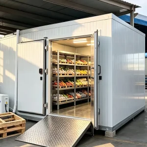 Customized Portable Mobile Cold Storage Container 20ft Freezer Room Seafood Fish Freezing Embossed Galvanized Steel Box