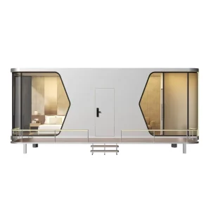 Customized Prefabricated Expandable Steel Space Capsule Tiny House, Solar Powered, Furnished