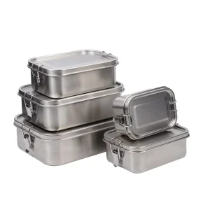 Customized Size Portable Dual Tier Stainless Steel Lunch Box Eco Friendly Metal Durable Food Storage