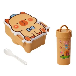 Cute Cartoon Children’s & Newborn Lunch Box Compartments Cup Set Eco Friendly Durable School Camping