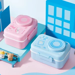 Cute Character Cartoon Kid Plastic Lunch Box with Soup Bowl for Storage Food Bento Box for School Outdoor Picnic