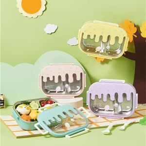 Cute Girls Picnic Food Container 304 Stainless Steel Insulated Thermal Tiffin Bento Lunch Box for School Kids