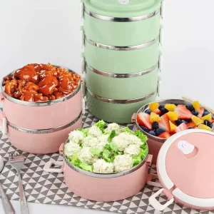 Cute Japanese Lunch Box for Kids School Portable Food Container Bento Kitchen Leak proof Lunchbox Heated Stainless Steel Square