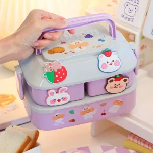Cute School Supplies Lunch Box With Spoon and Fork Set Loncheras Leak-Proof Bento Box Snack Cutlery for Kids Kitchen