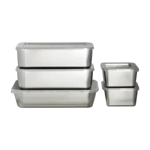 DMD Customization Stainless Steel Single Tier Rectangle Food Storage Container Freezer Safe PP Lids Modern Design Kitchen Box