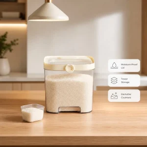 Daily-kitchen Kitchen Rice Bucket Press-Out Design Insect-Proof Moisture-Proof Grain Storage Container